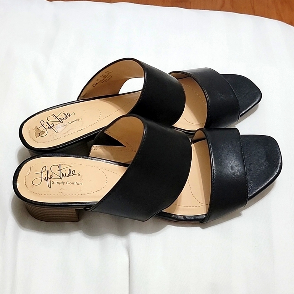 Life Stride Simply Comfort black sandals size 9.5
